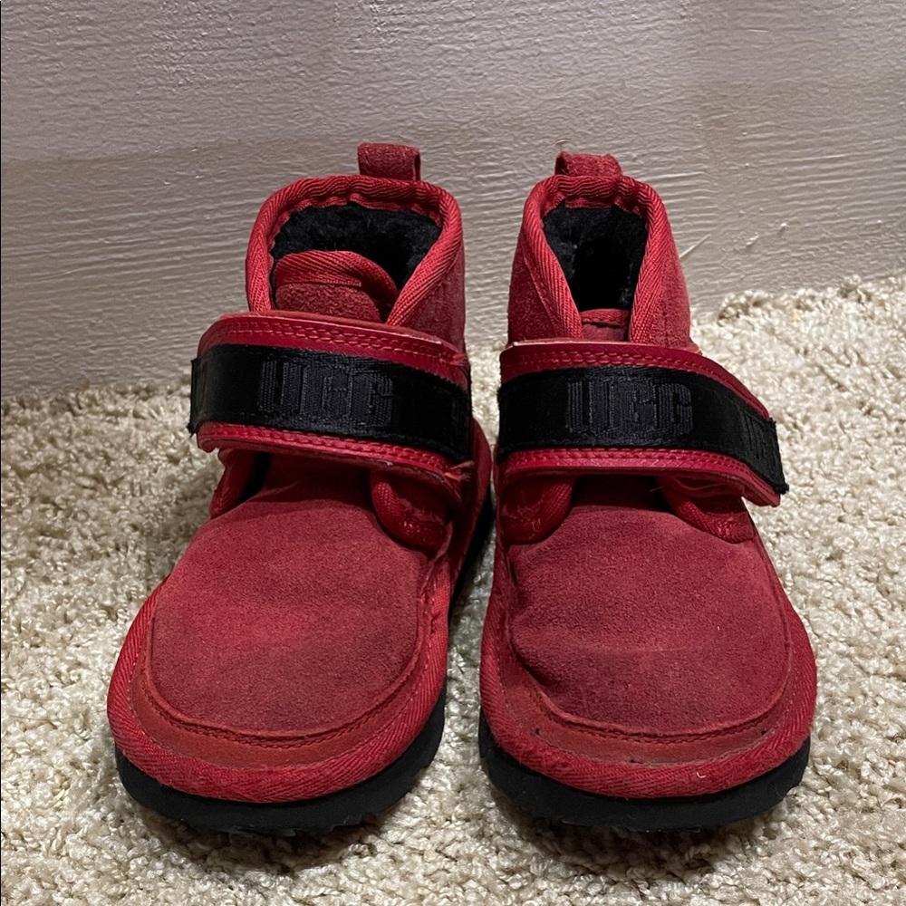 Kids Red UGG Shoes with Black Strap